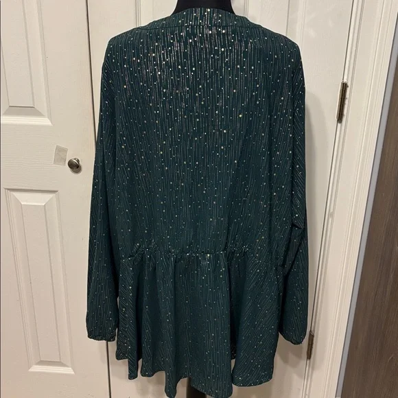 BloomChic Plus Glitter Lantern Sleeve Blouse - Picture 8 of 13